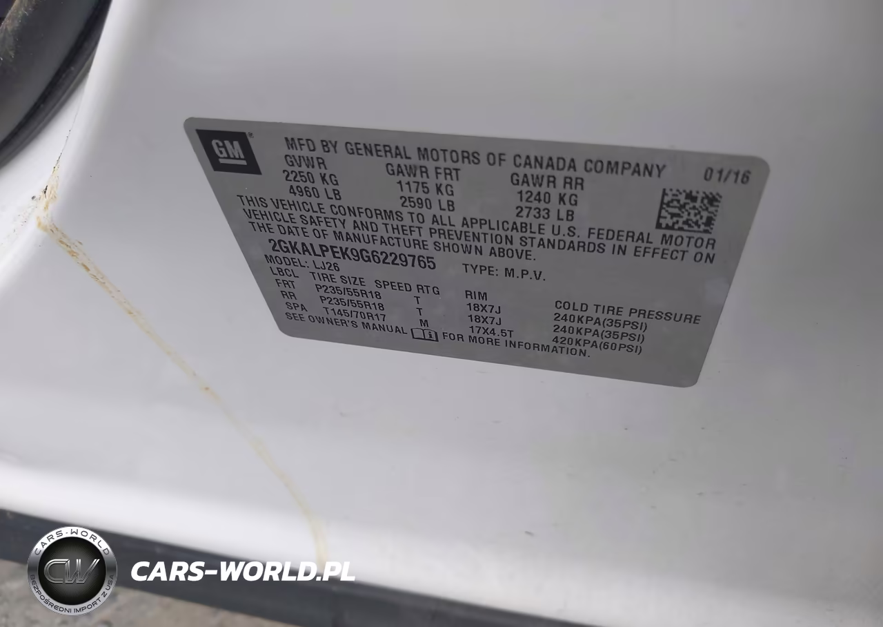2016 GMC Terrain Slt VIN:2GKALPEK9G6229765 - 9