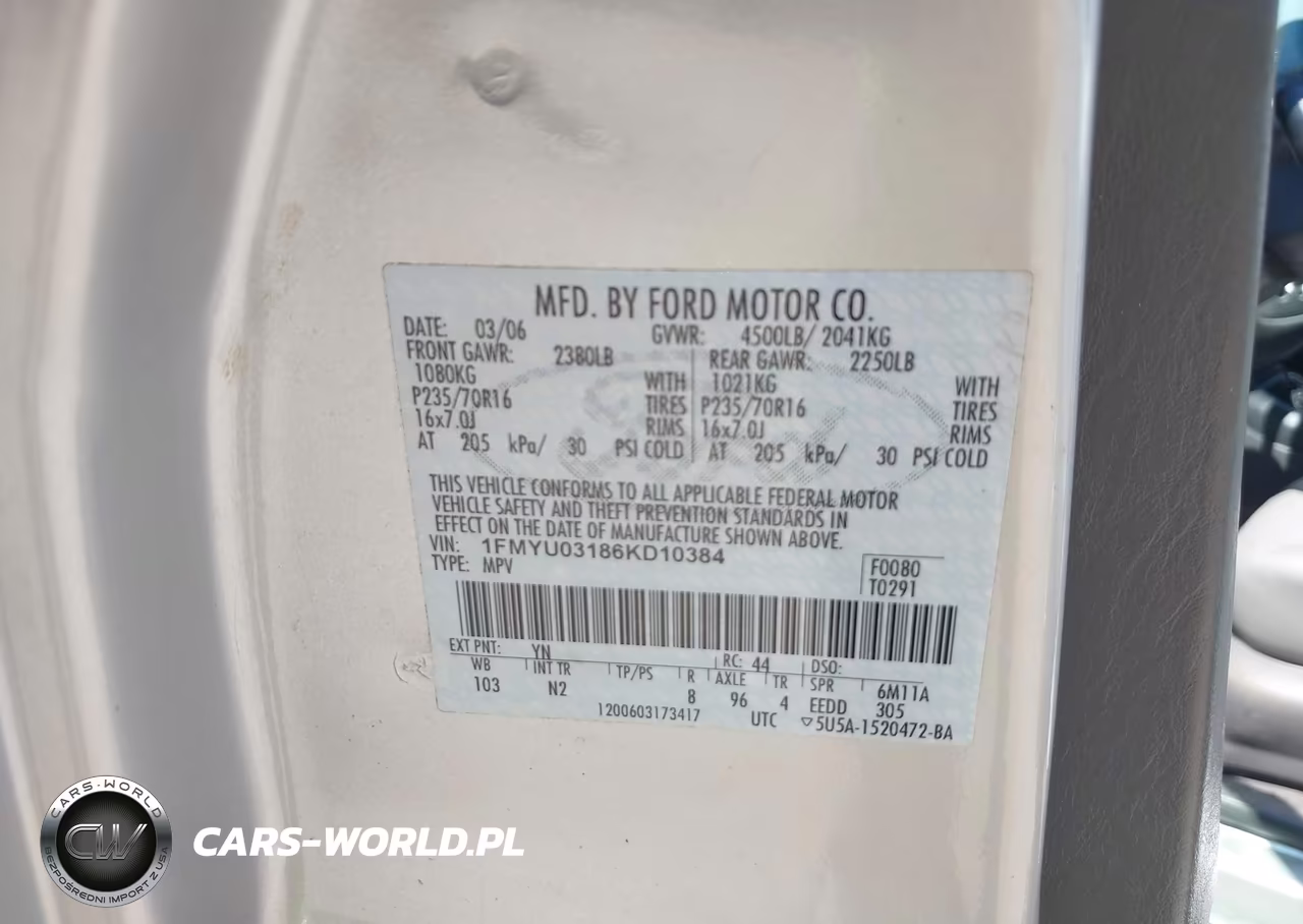 2006 Ford Escape Xlt-Xlt Sport VIN:1FMYU03186KD10384 - 9