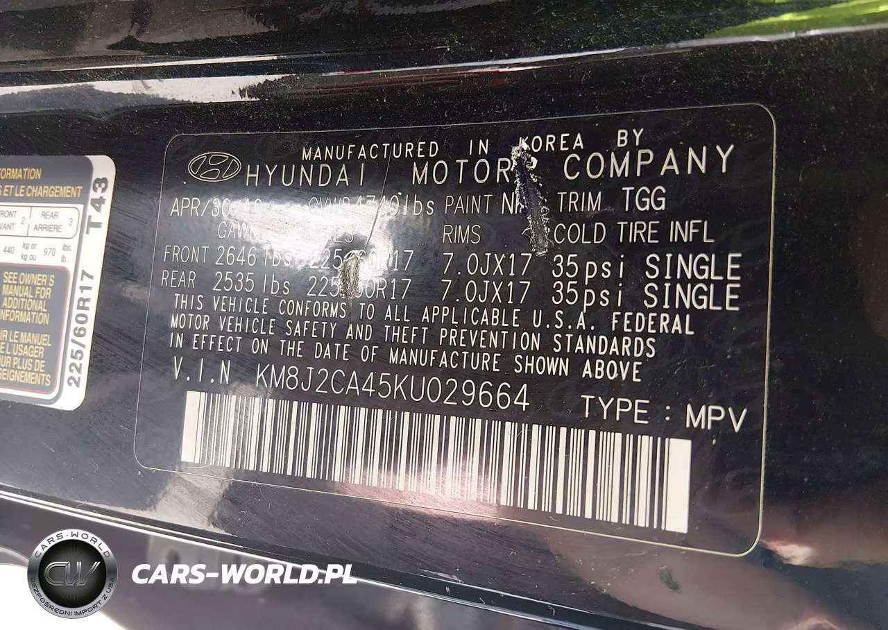 2019 Hyundai Tucson Se VIN:KM8J2CA45KU029664 - 9