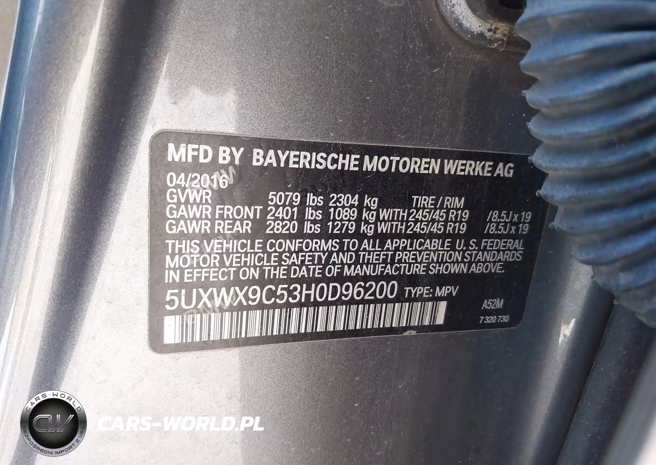 2017 BMW X3 xDrive28I VIN:5UXWX9C53H0D96200 - 9