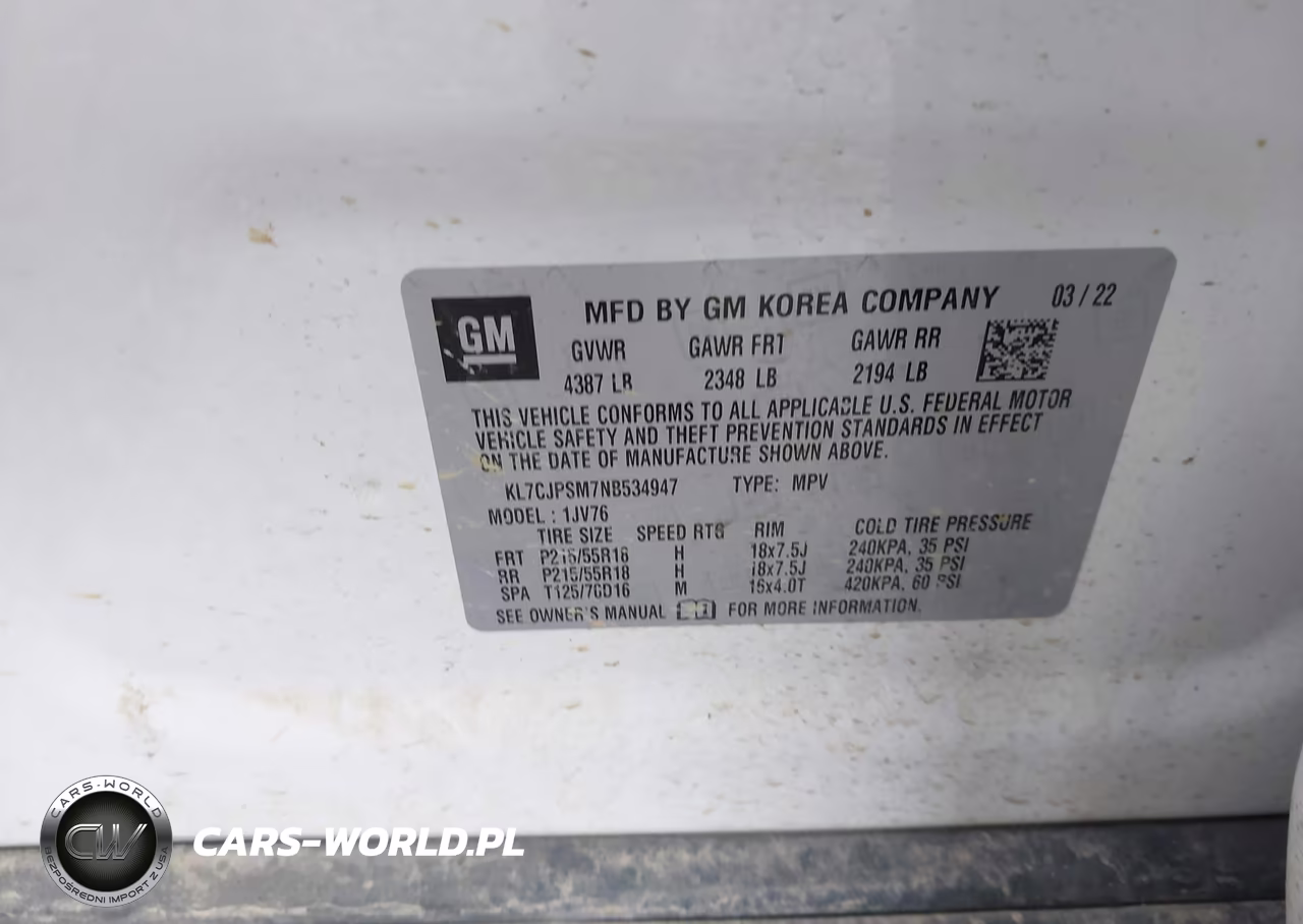 2022 Chevrolet Trax Awd Lt VIN:KL7CJPSM7NB534947 - 9