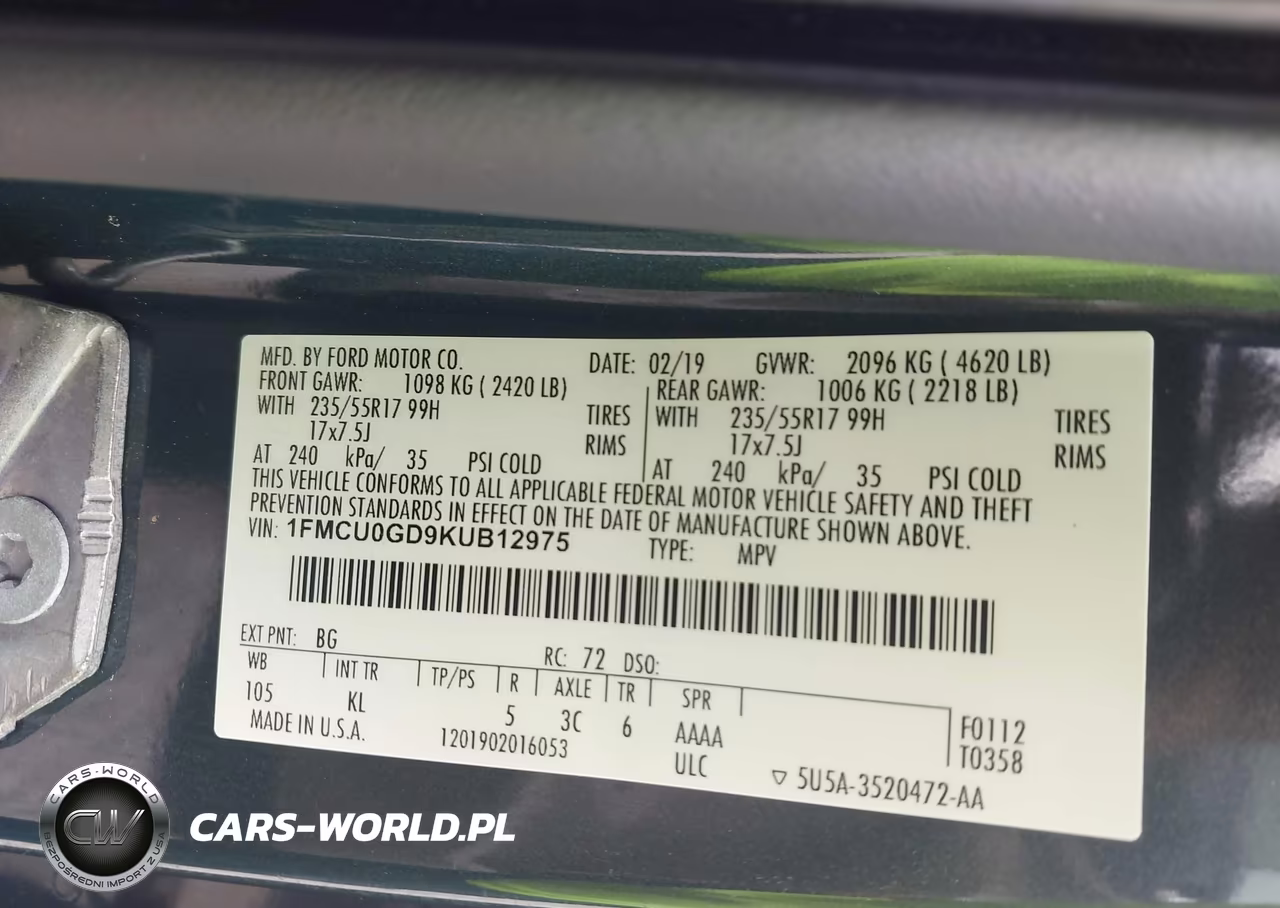 2019 Ford Escape Se VIN:1FMCU0GD9KUB12975 - 9