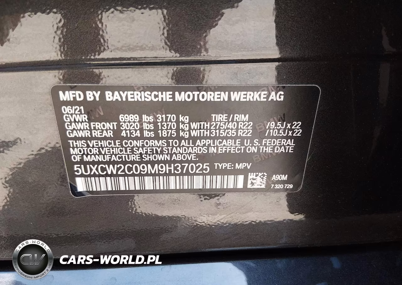 2021 BMW X7 xDrive40I VIN:5UXCW2C09M9H37025 - 9