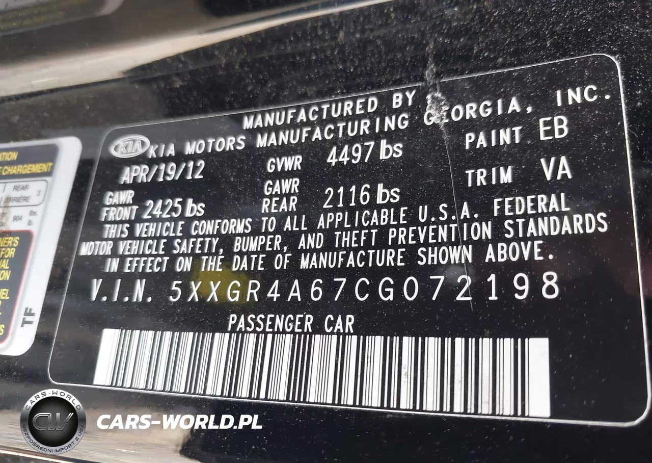 2012 Kia Optima Sx VIN:5XXGR4A67CG072198 - 9