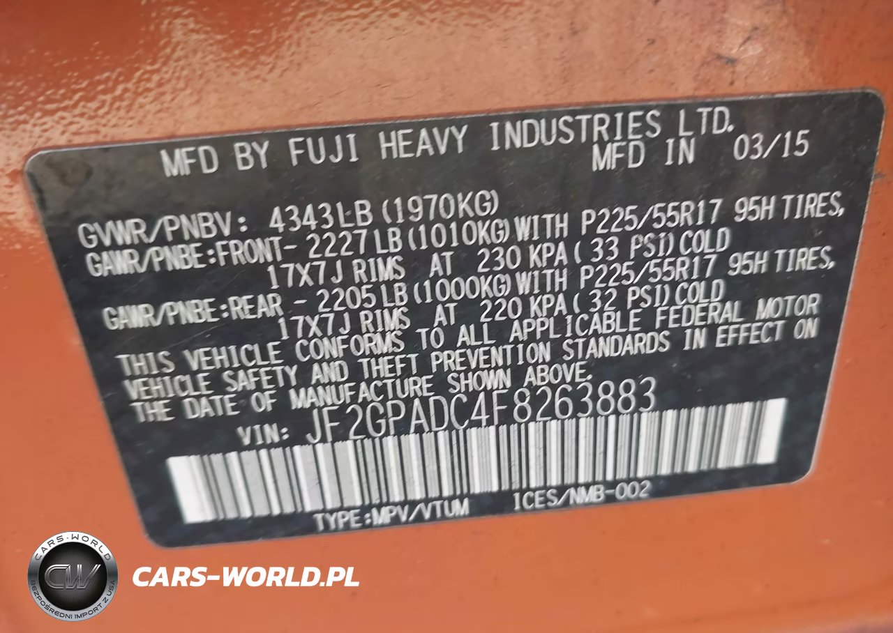 2015 Subaru Xv Crosstrek 2.0I Premium VIN:JF2GPADC4F8263883 - 9