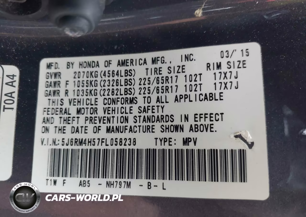 2015 Honda Cr-V Ex VIN:5J6RM4H57FL058238 - 9