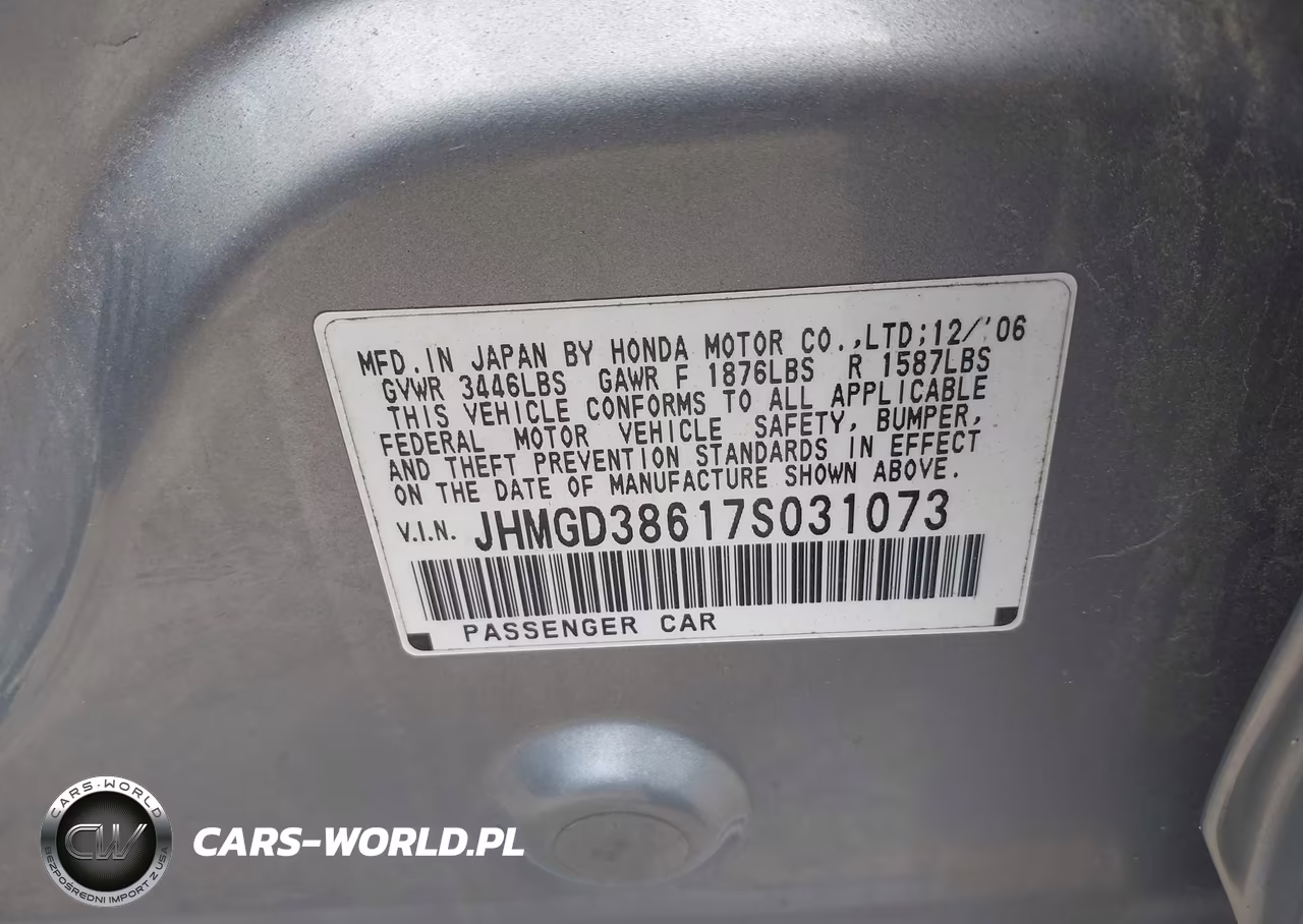 2007 Honda Fit Sport VIN:JHMGD38617S031073 - 9