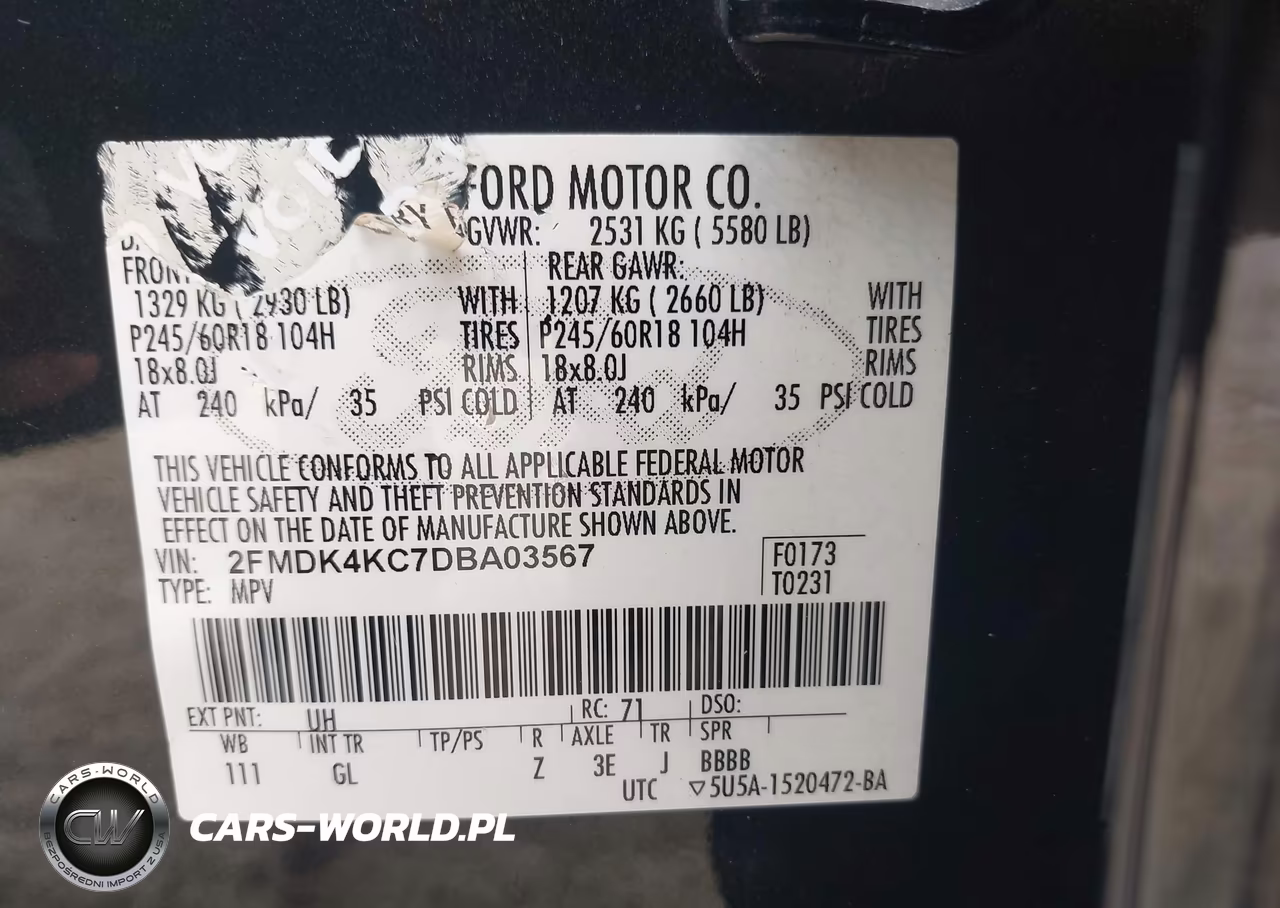 2013 Ford Edge Limited VIN:2FMDK4KC7DBA03567 - 9