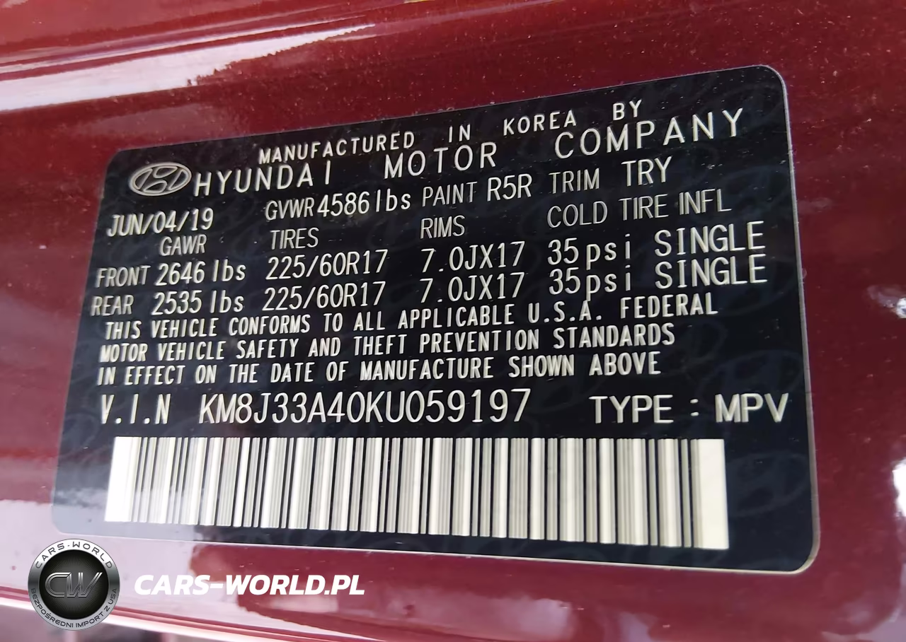 2019 Hyundai Tucson Value VIN:KM8J33A40KU059197 - 9