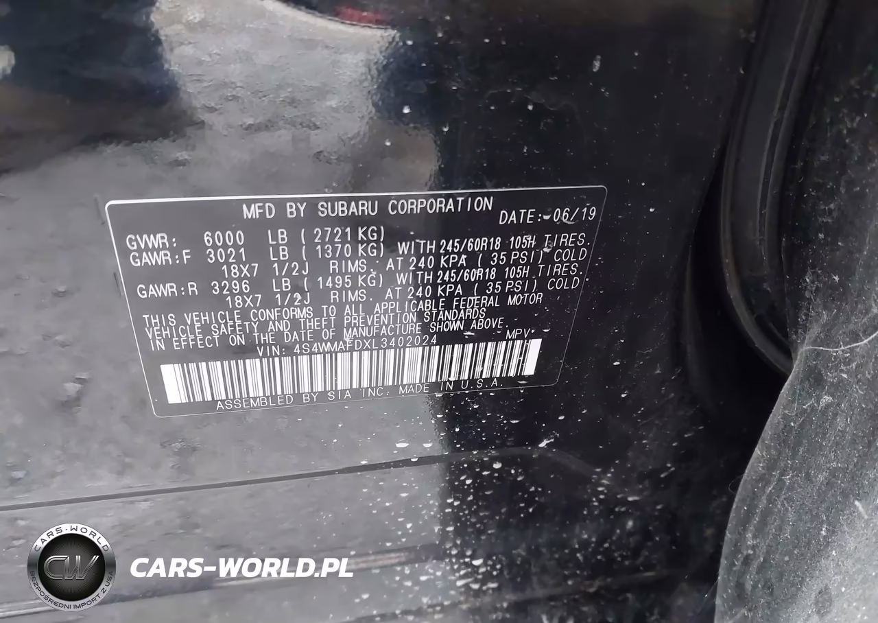 2020 Subaru Ascent Premium VIN:4S4WMAFDXL3402024 - 9