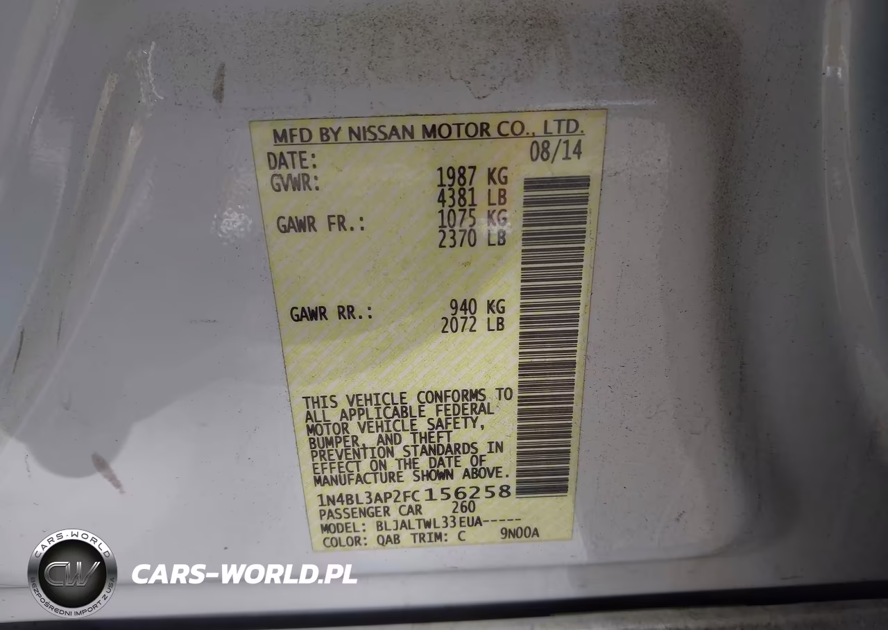 2015 Nissan Altima 3.5 Sl VIN:1N4BL3AP2FC156258 - 9