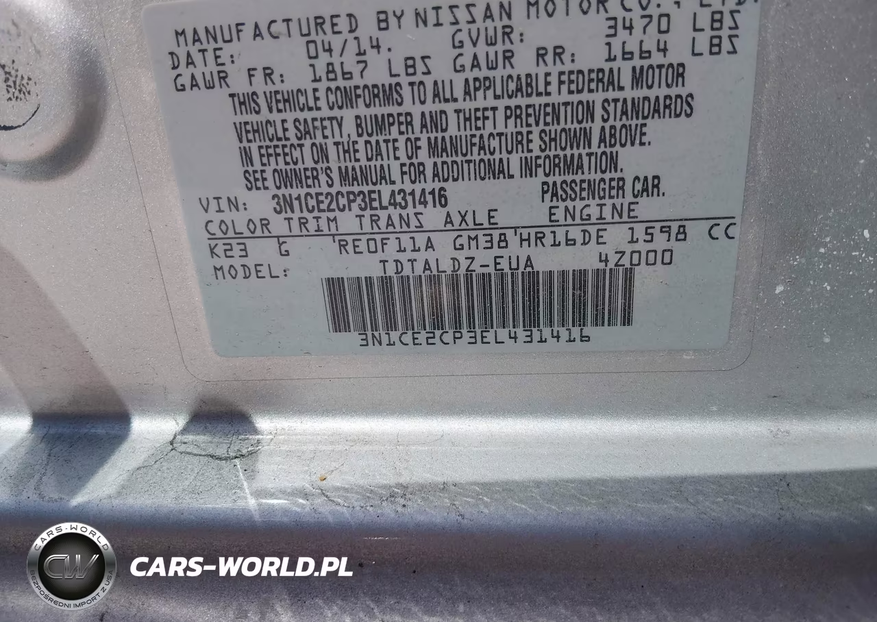 2014 Nissan Versa Note Sv VIN:3N1CE2CP3EL431416 - 9