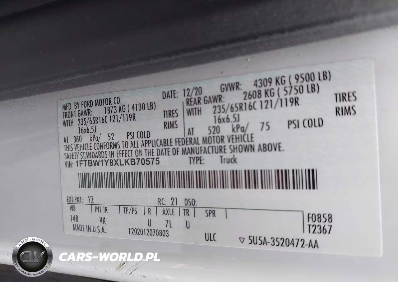 2020 Ford Transit-350 VIN:1FTBW1Y8XLKB70575 - 9