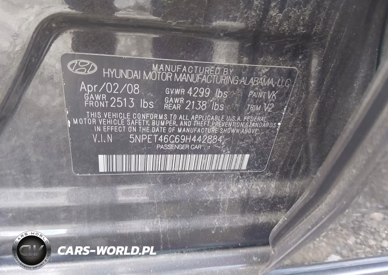 2009 Hyundai Sonata Gls VIN:5NPET46C69H442884 - 9