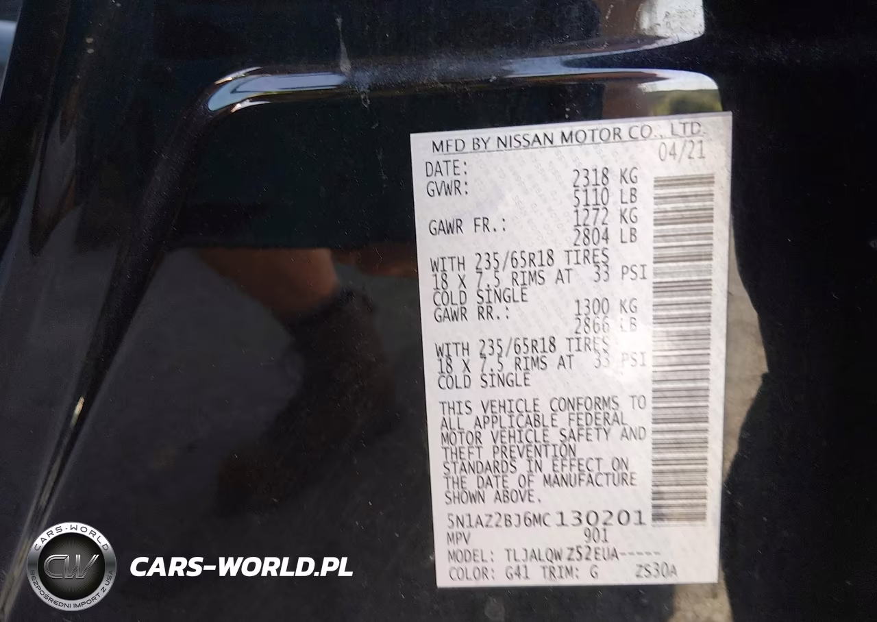 2021 Nissan Murano Sv Fwd VIN:5N1AZ2BJ6MC130201 - 9