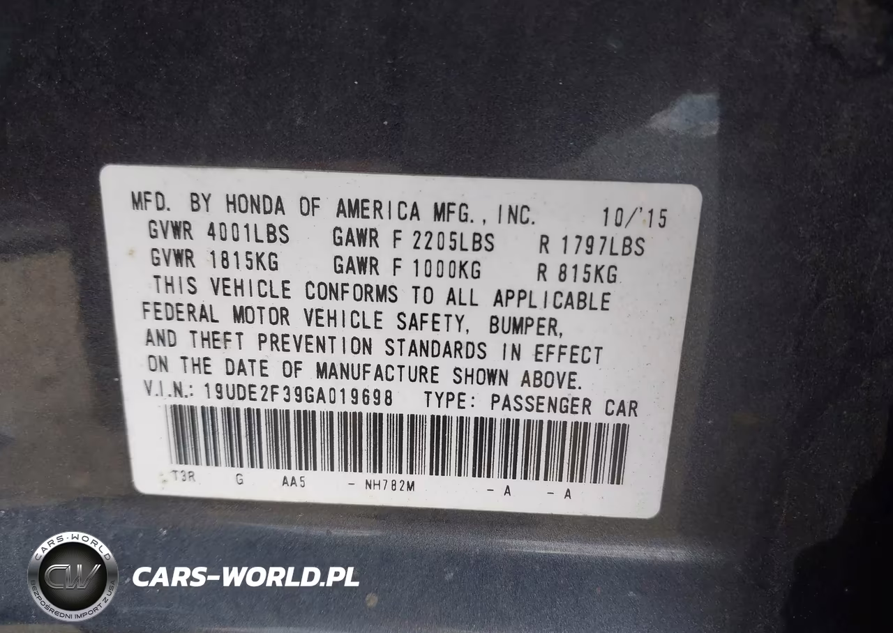 2016 Acura Ilx 2.4L-Acurawatch Plus Package VIN:19UDE2F39GA019698 - 9