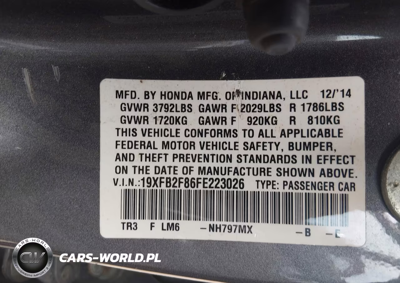 2015 Honda Civic Ex VIN:19XFB2F86FE223026 - 9