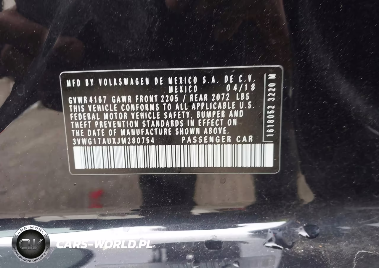 2018 Volkswagen Golf Tsi S-Tsi Se VIN:3VWG17AUXJM280754 - 9