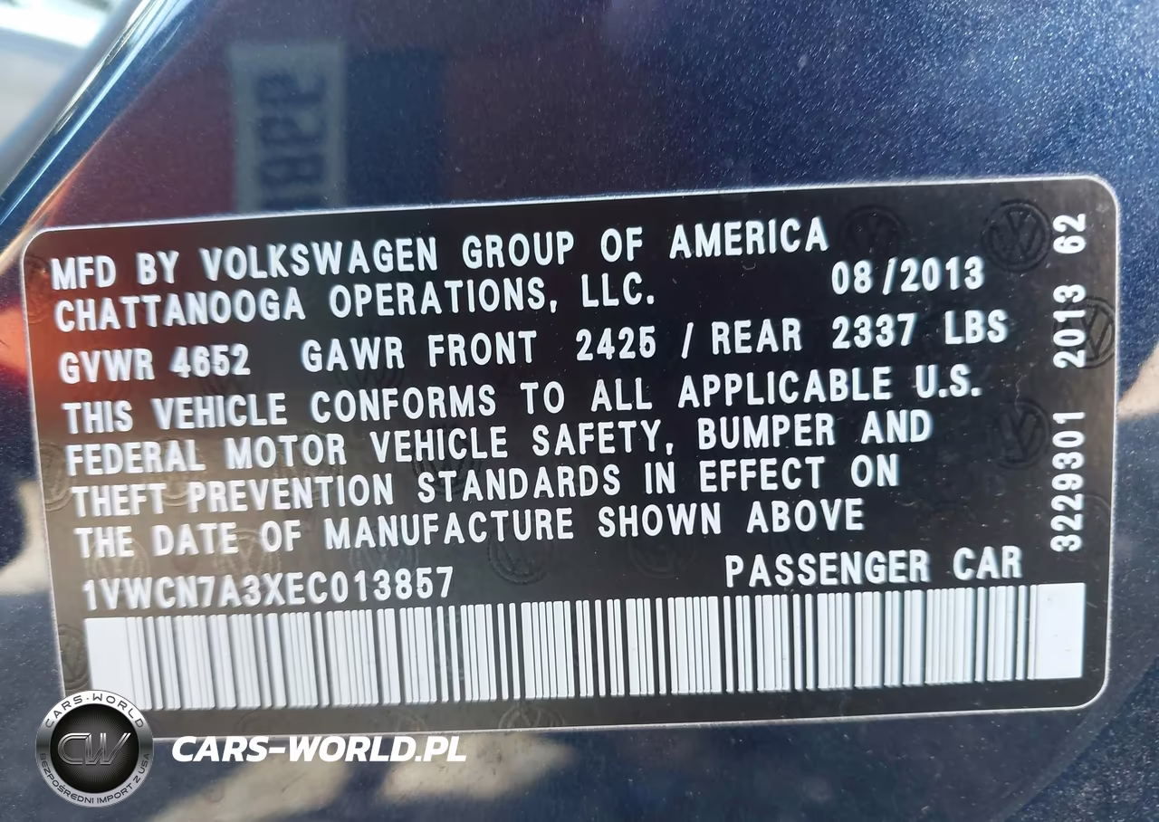 2014 Volkswagen Passat 2.0L Tdi Sel Premium VIN:1VWCN7A3XEC013857 - 9