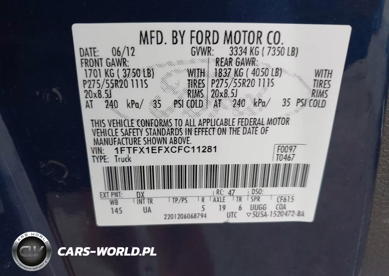 2012 Ford F-150 Xlt VIN:1FTFX1EFXCFC11281 - 9