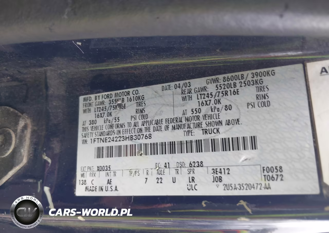 2003 Ford E-250 Commercial VIN:1FTNE24223HB30768 - 9
