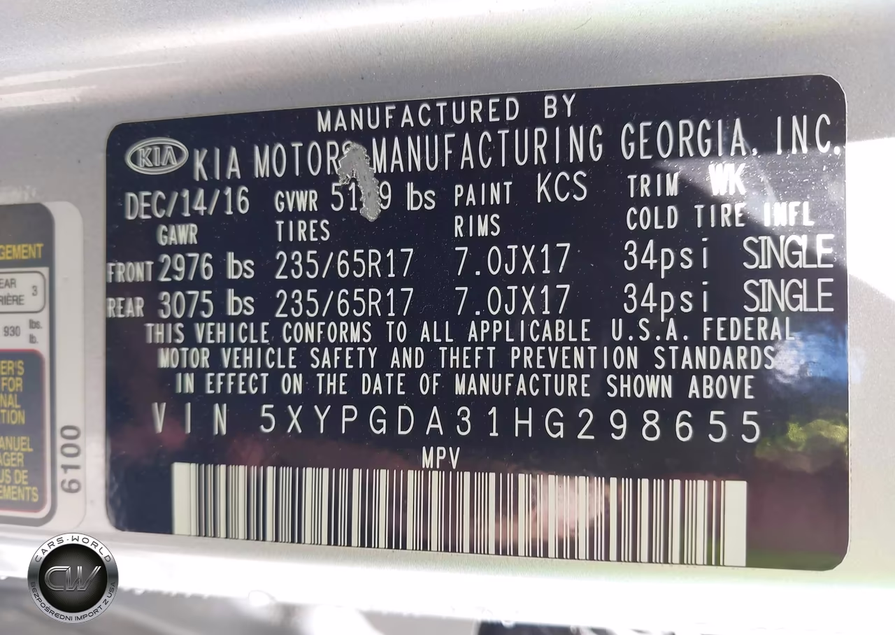 2017 Kia Sorento 2.4L Lx VIN:5XYPGDA31HG298655 - 9