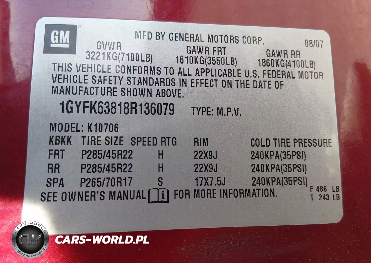 2008 Cadillac Escalade Standard VIN:1GYFK63818R136079 - 9