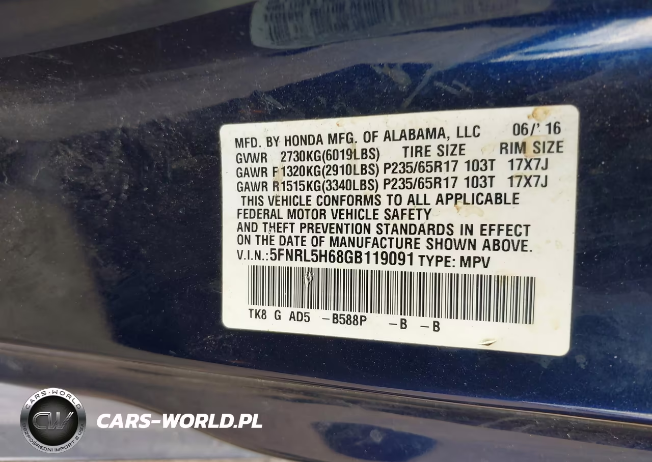 2016 Honda Odyssey Ex-L VIN:5FNRL5H68GB119091 - 9