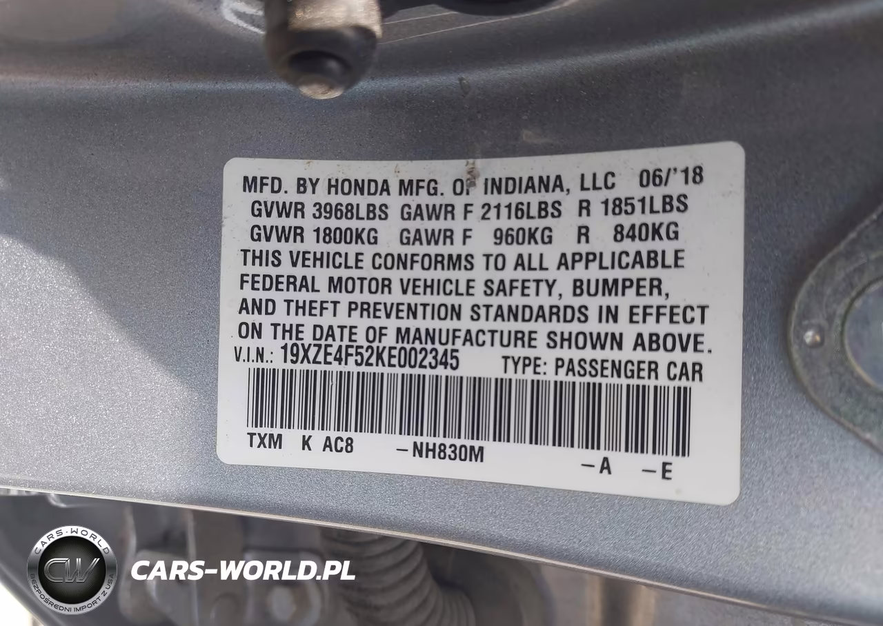 2019 Honda Insight Ex VIN:19XZE4F52KE002345 - 9