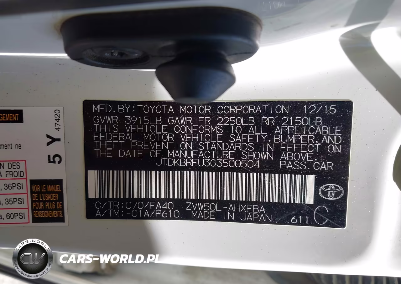 2016 Toyota Prius Two VIN:JTDKBRFU3G3500504 - 9