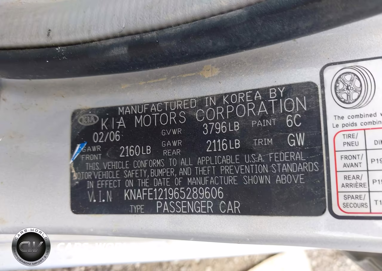 2006 Kia Spectra Ex-Lx-Sx VIN:KNAFE121965289606 - 9