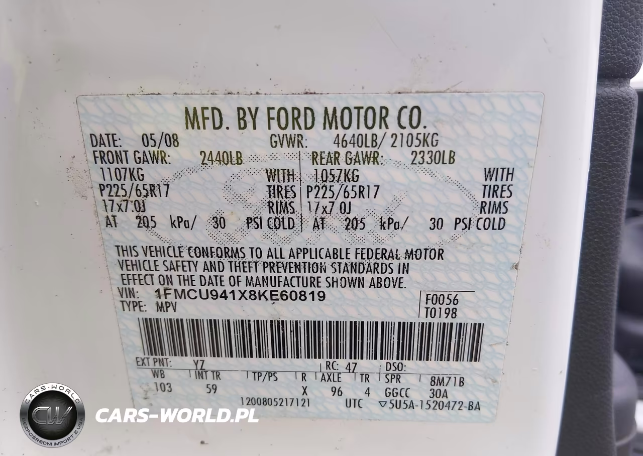 2008 Ford Escape Limited VIN:1FMCU941X8KE60819 - 9