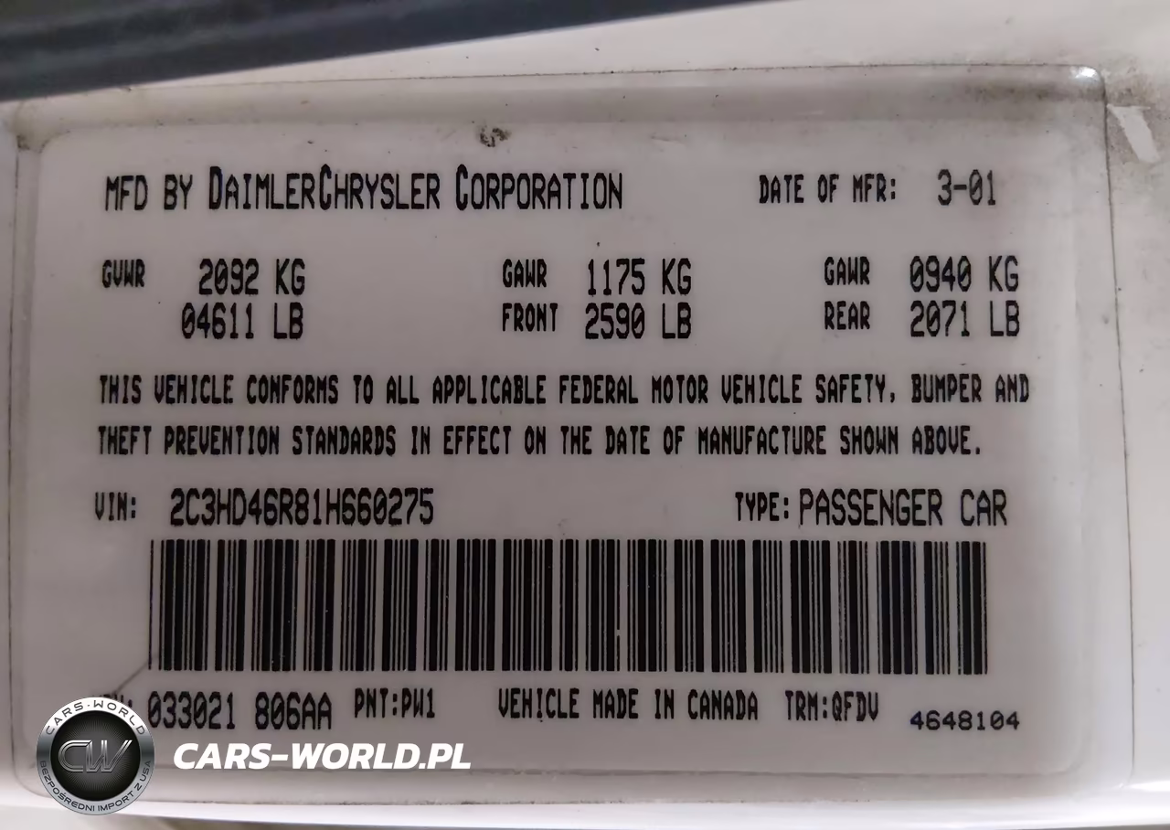 2001 Chrysler Concorde Lx VIN:2C3HD46R81H660275 - 9