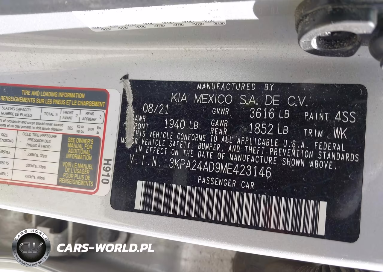 2021 Kia Rio S VIN:3KPA24AD9ME423146 - 9