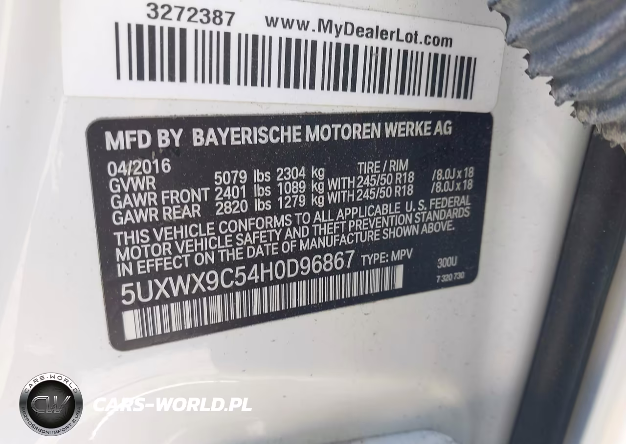 2017 BMW X3 xDrive28I VIN:5UXWX9C54H0D96867 - 9