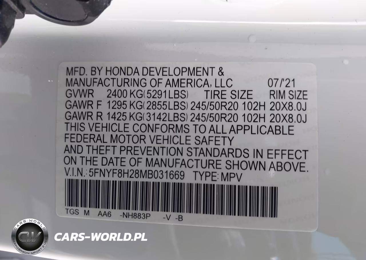 2021 Honda Passport Awd Sport VIN:5FNYF8H28MB031669 - 9