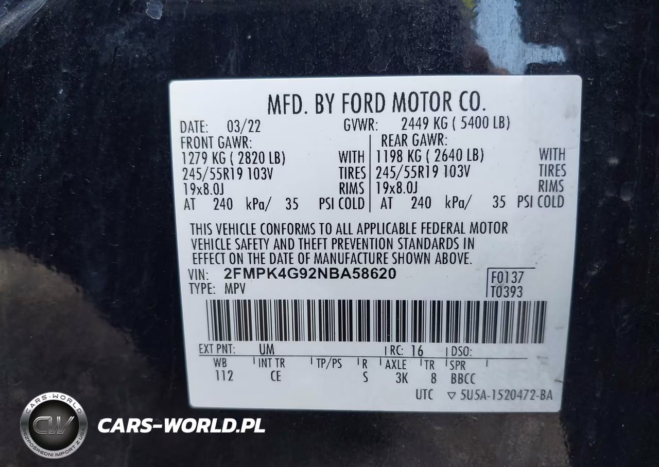 2022 Ford Edge Se VIN:2FMPK4G92NBA58620 - 9