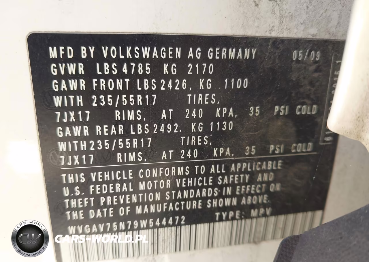 2009 Volkswagen Tiguan Se VIN:WVGAV75N79W544472 - 9