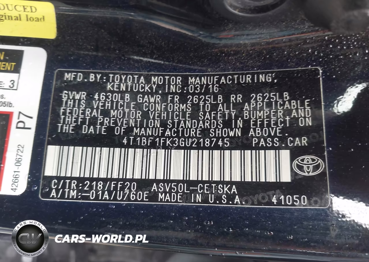 2016 Toyota Camry Se VIN:4T1BF1FK3GU218745 - 9