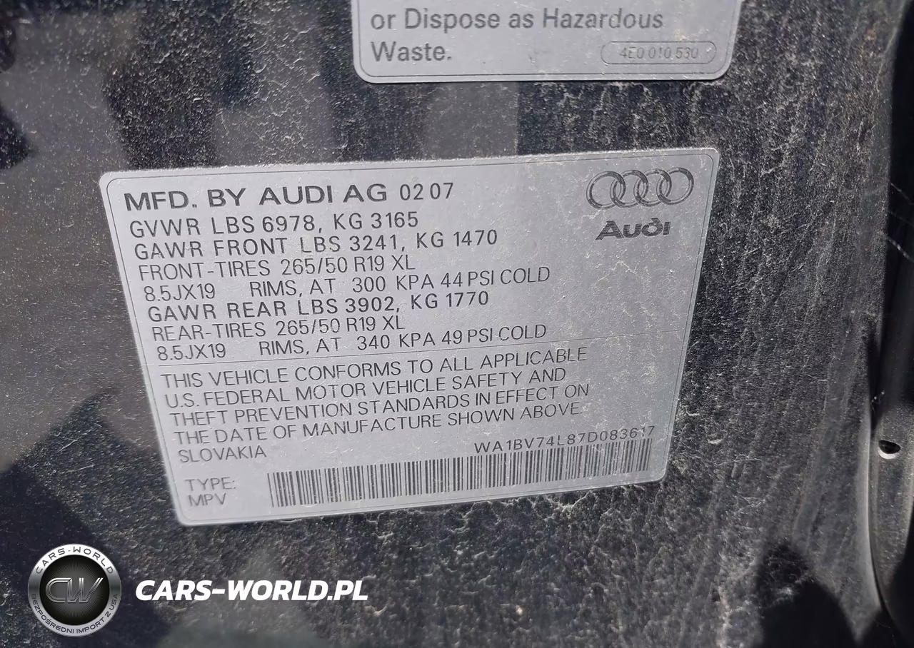 2007 Audi Q7 4.2 Premium VIN:WA1BV74L87D083617 - 9