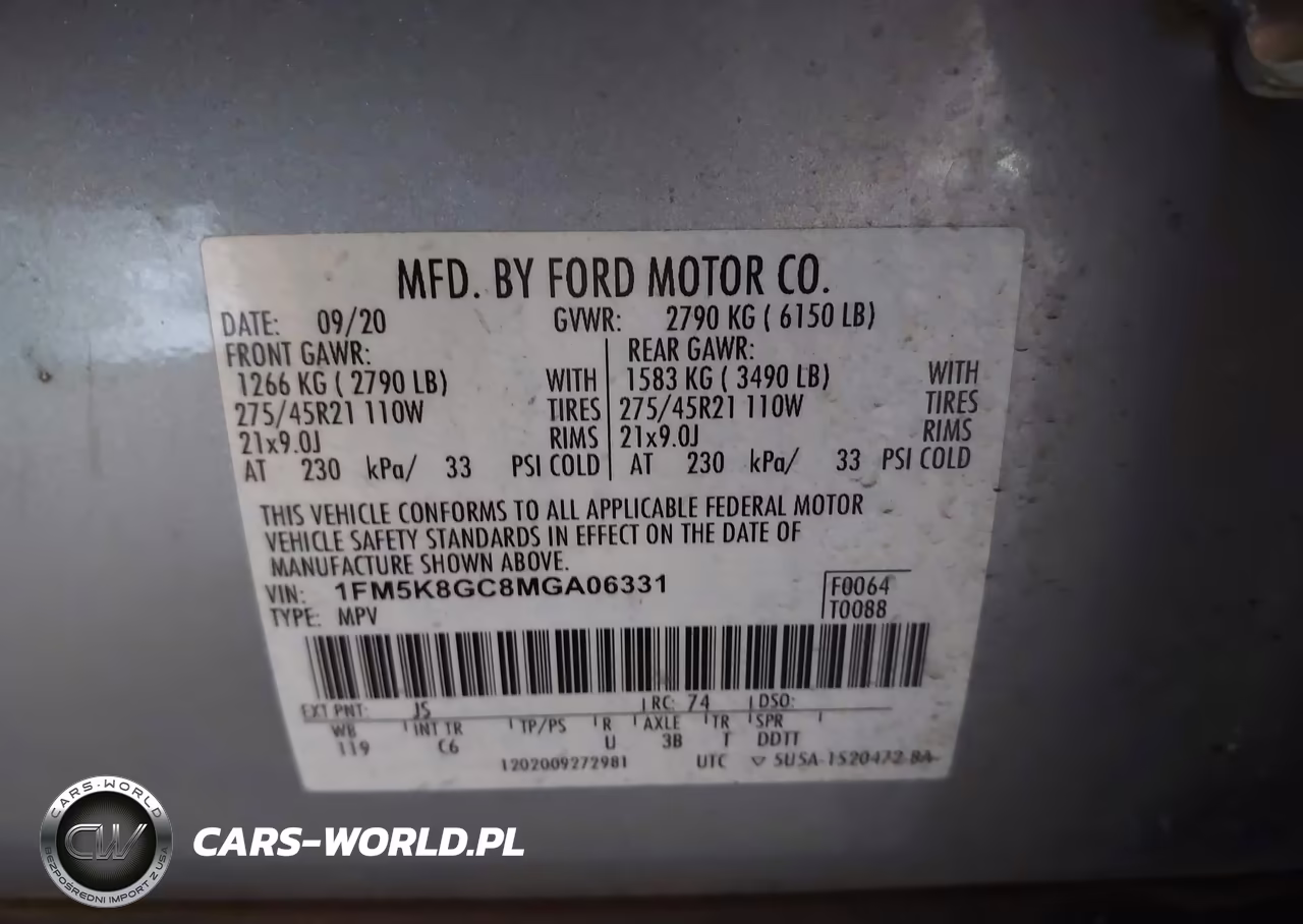 2021 Ford Explorer St VIN:1FM5K8GC8MGA06331 - 9