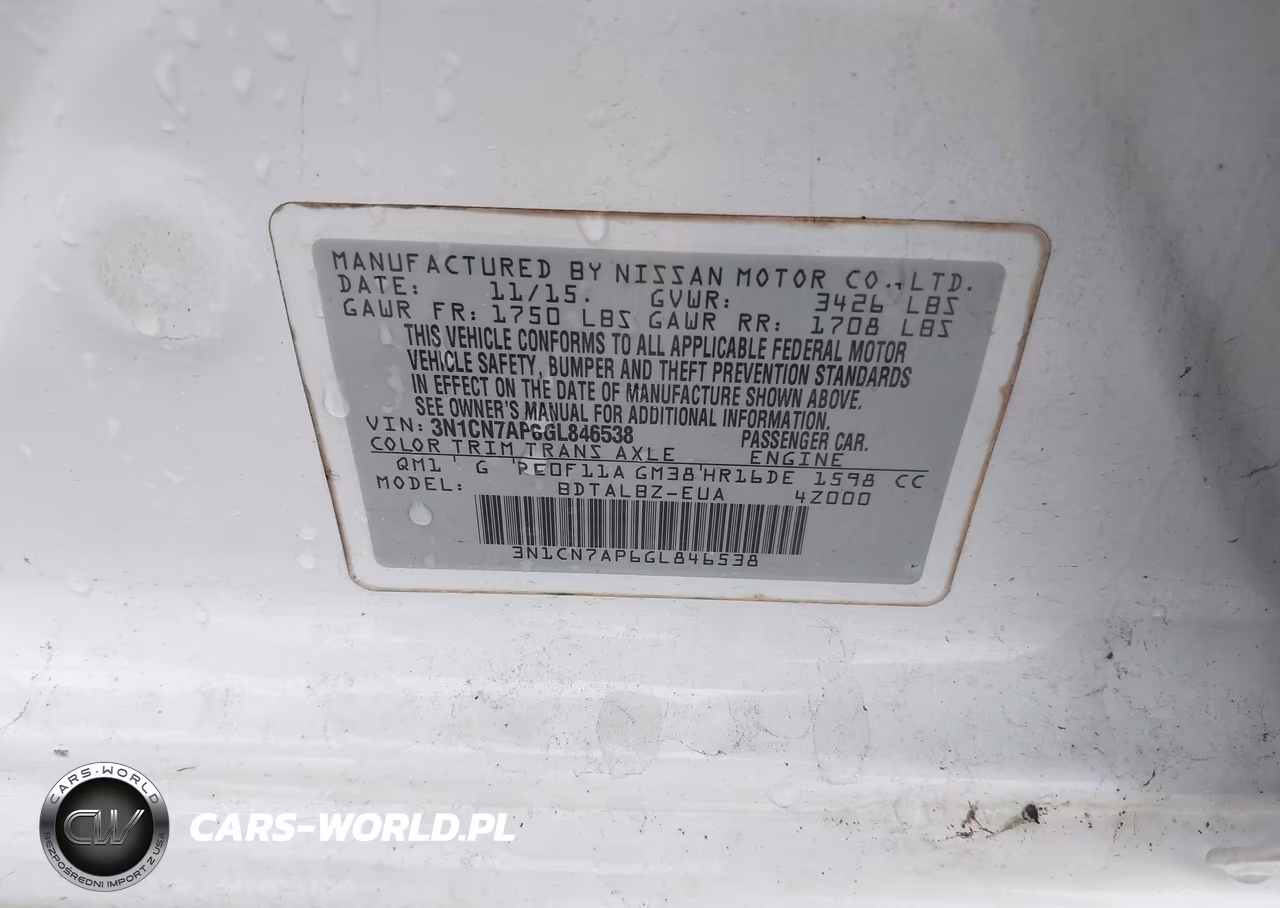 2016 Nissan Versa 1.6 Sv VIN:3N1CN7AP6GL846538 - 9