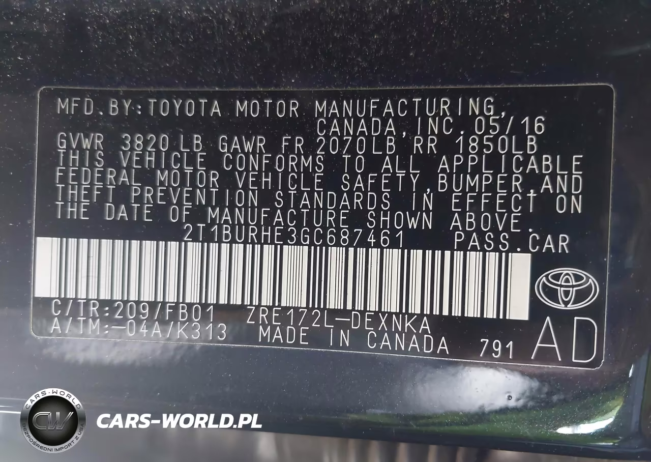 2016 Toyota Corolla Le VIN:2T1BURHE3GC687461 - 9