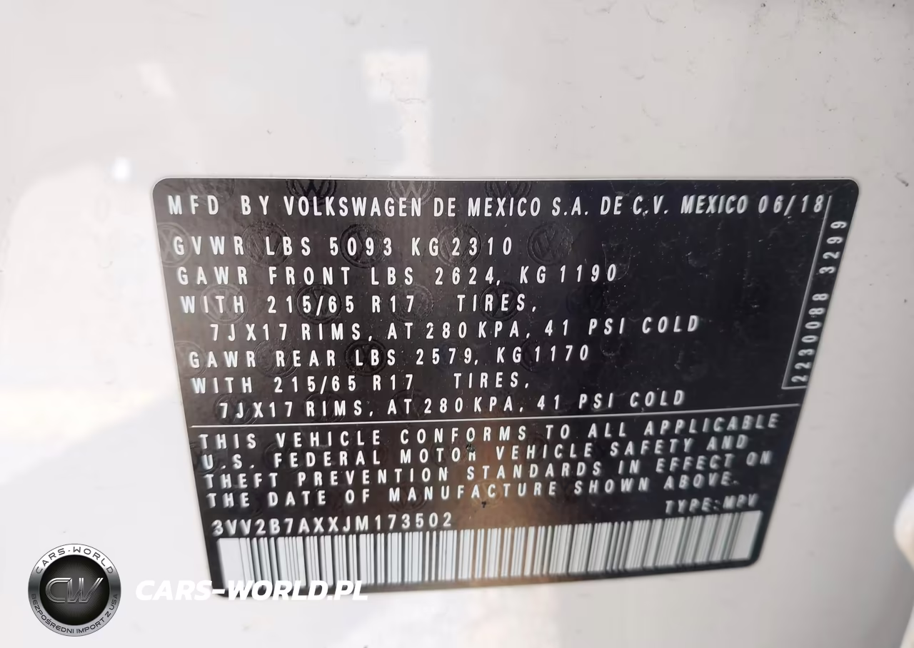2018 Volkswagen Tiguan 2.0T Se-2.0T Sel VIN:3VV2B7AXXJM173502 - 9