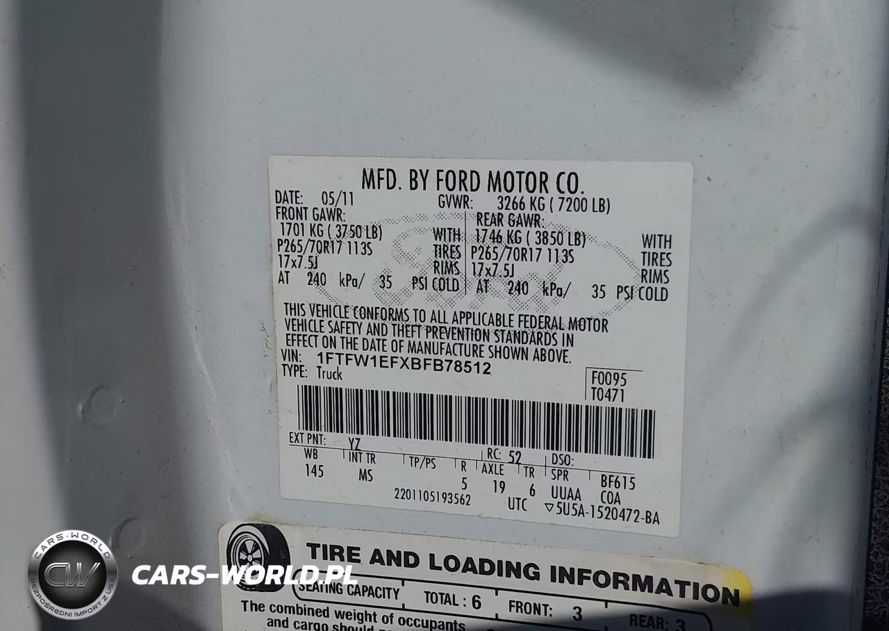 2011 Ford F-150 Xlt VIN:1FTFW1EFXBFB78512 - 9