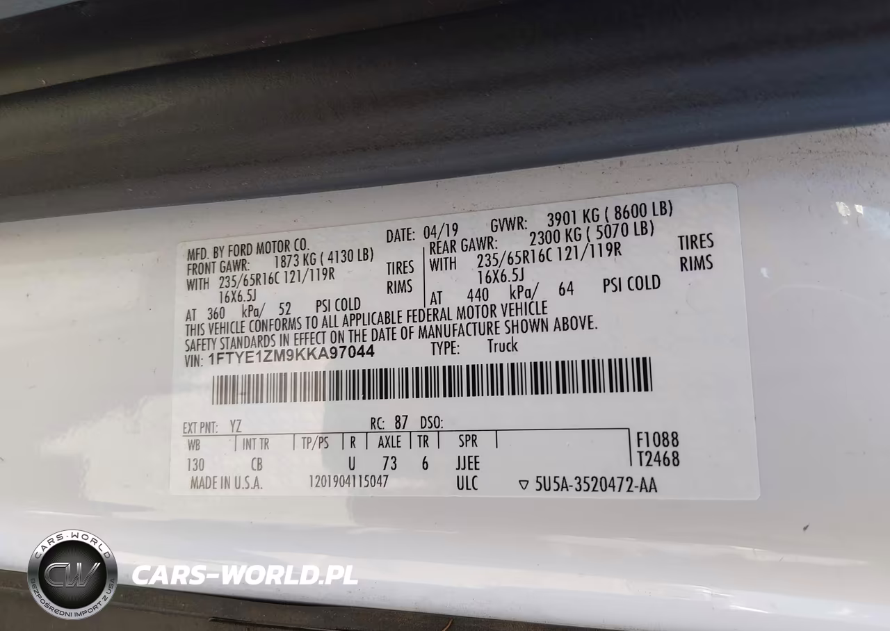 2019 Ford Transit-150 VIN:1FTYE1ZM9KKA97044 - 9