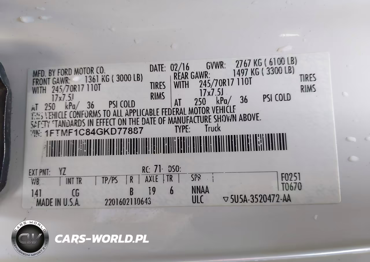 2016 Ford F-150 Xl VIN:1FTMF1C84GKD77887 - 9