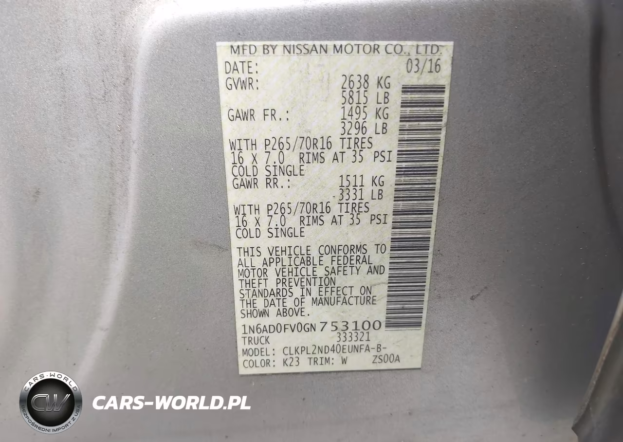 2016 Nissan Frontier Sv VIN:1N6AD0FV0GN753100 - 9