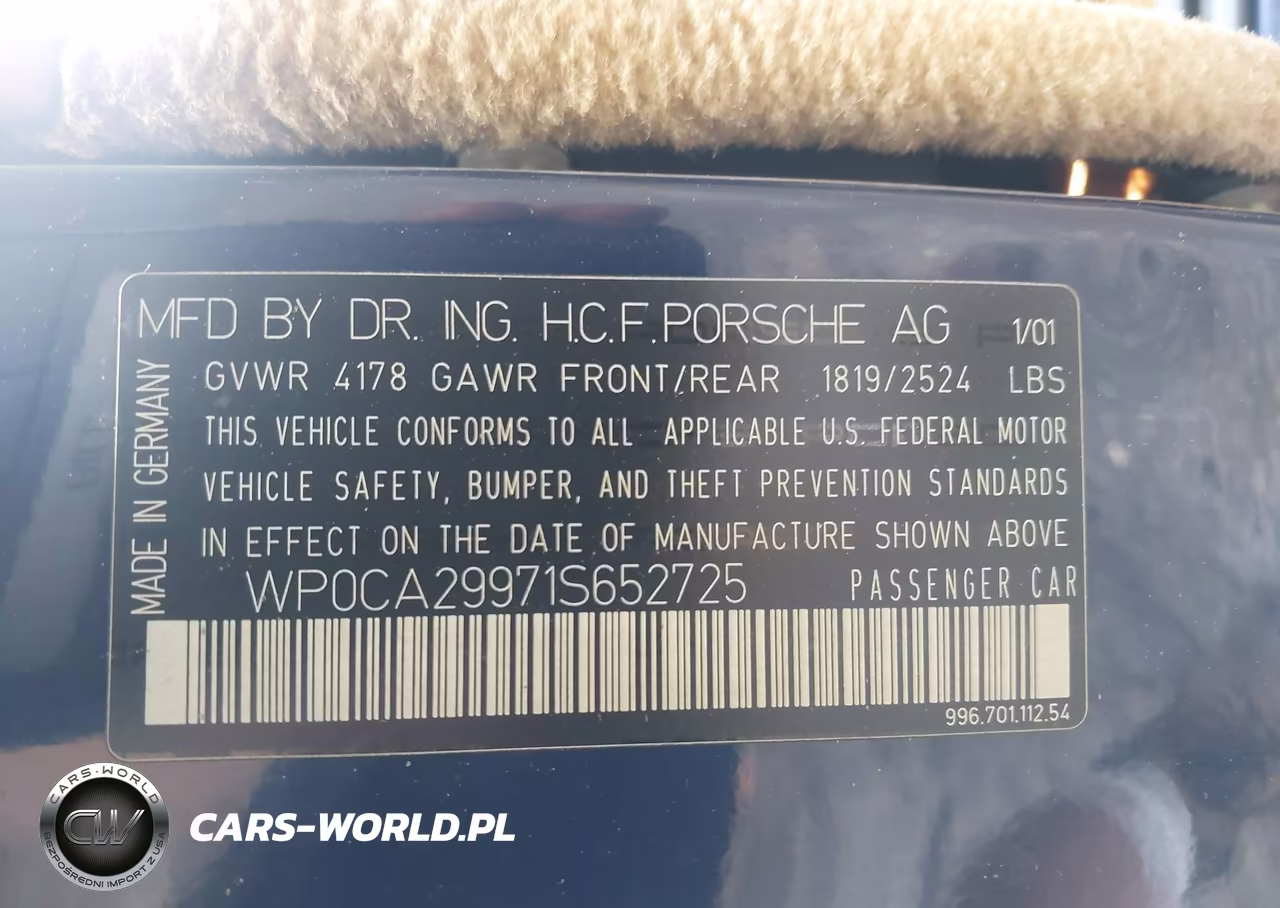 2001 Porsche 911 Carrera-Carrera 4 VIN:WP0CA29971S652725 - 9