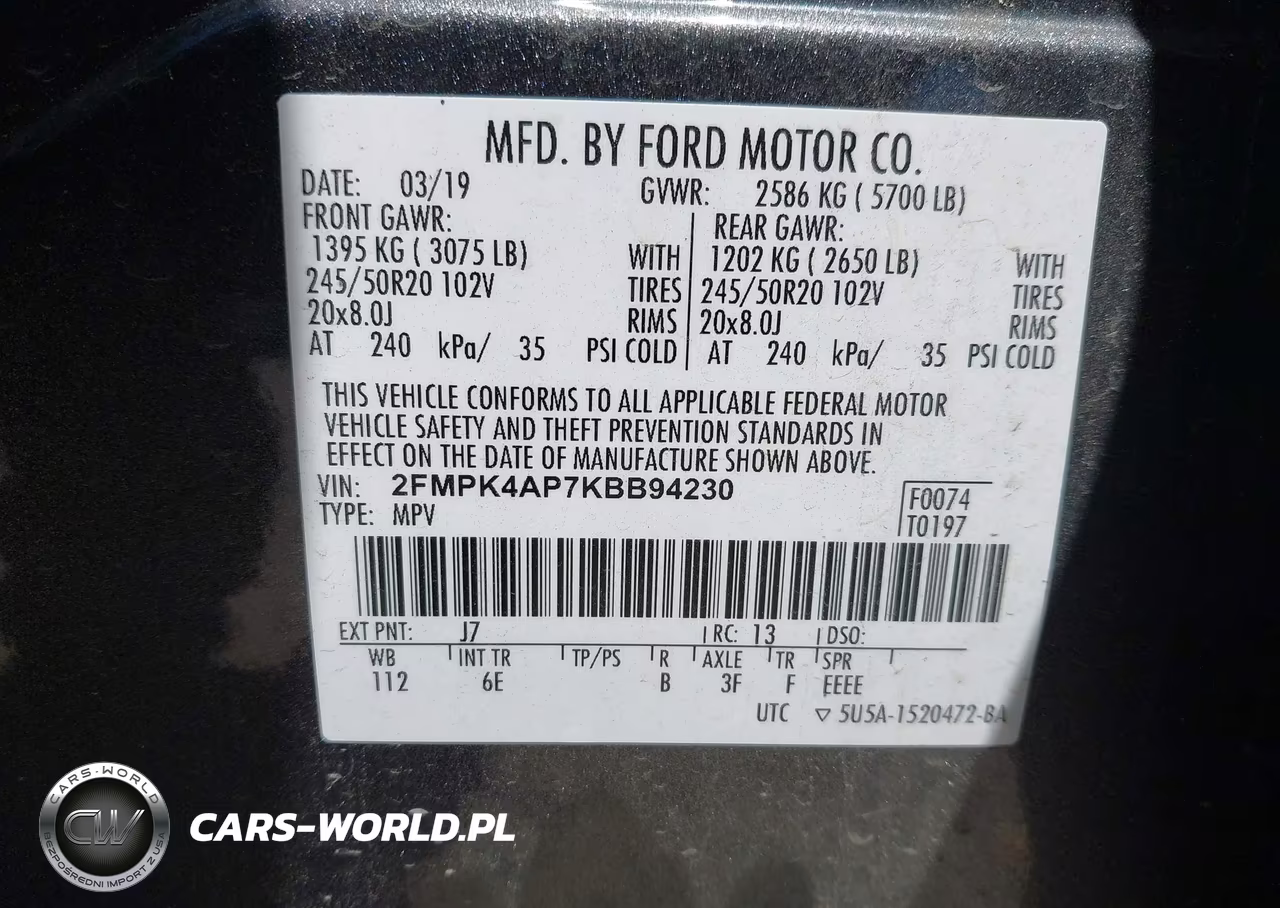 2019 Ford Edge St VIN:2FMPK4AP7KBB94230 - 9